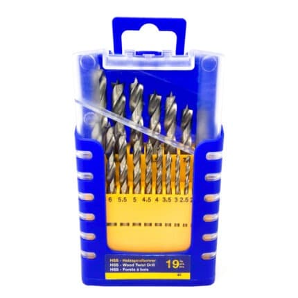 FISCH HSS 19 PC Brad Point Drill Bit Set